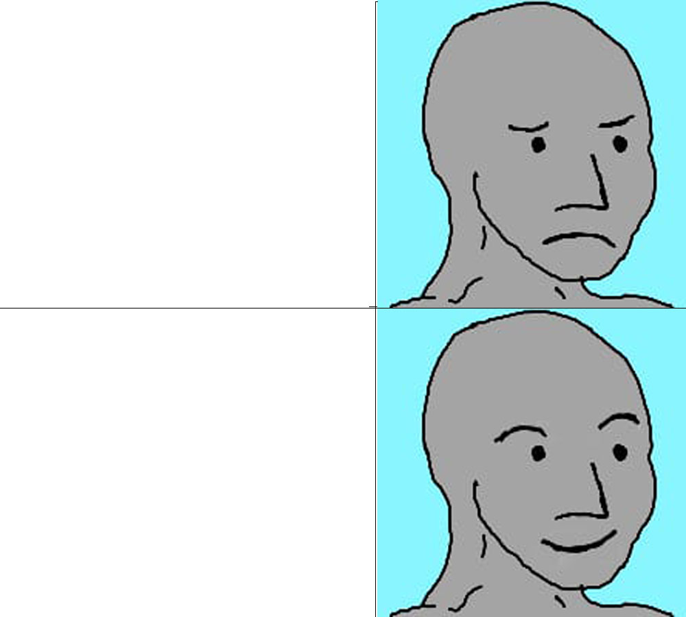 High Quality wojak sad then happy Blank Meme Template