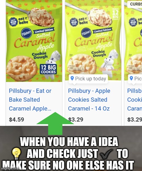 1800 invention already taken | WHEN YOU HAVE A IDEA 💡  AND CHECK JUST ✔  TO MAKE SURE NO ONE ELSE HAS IT | image tagged in fast food,cookies,eating | made w/ Imgflip meme maker
