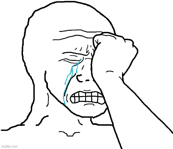 Crying Wojak with hand | image tagged in crying wojak with hand | made w/ Imgflip meme maker
