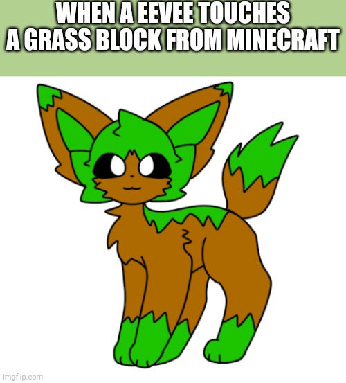 The more you know | WHEN A EEVEE TOUCHES A GRASS BLOCK FROM MINECRAFT | image tagged in dirt block eeveelution | made w/ Imgflip meme maker