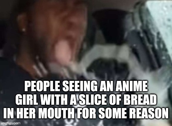 Cooked and got arrested for arson | PEOPLE SEEING AN ANIME GIRL WITH A SLICE OF BREAD IN HER MOUTH FOR SOME REASON | made w/ Imgflip meme maker