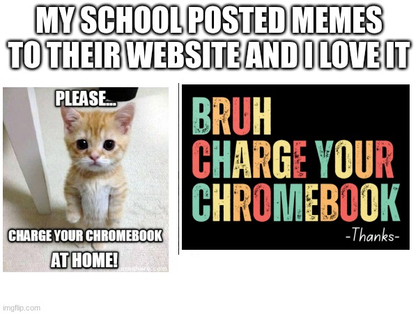 My school made memes | MY SCHOOL POSTED MEMES TO THEIR WEBSITE AND I LOVE IT | image tagged in school | made w/ Imgflip meme maker