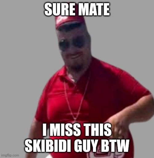 brrr skibidi dop dop guy | SURE MATE I MISS THIS SKIBIDI GUY BTW | image tagged in brrr skibidi dop dop guy | made w/ Imgflip meme maker