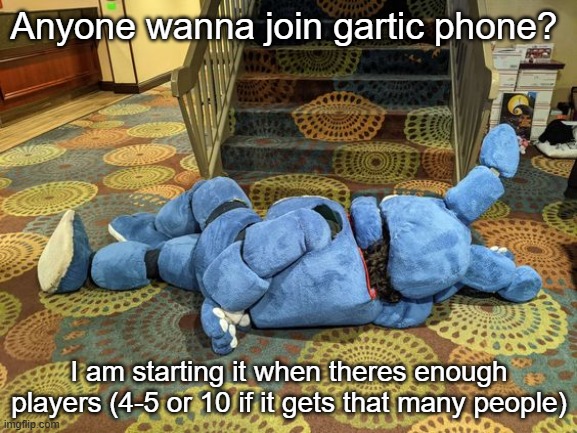 You must have Discord to join tho | Anyone wanna join gartic phone? I am starting it when theres enough players (4-5 or 10 if it gets that many people) | image tagged in no title | made w/ Imgflip meme maker