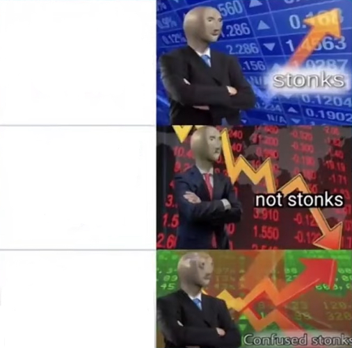 High Quality stonks not stonks confused stonks Blank Meme Template