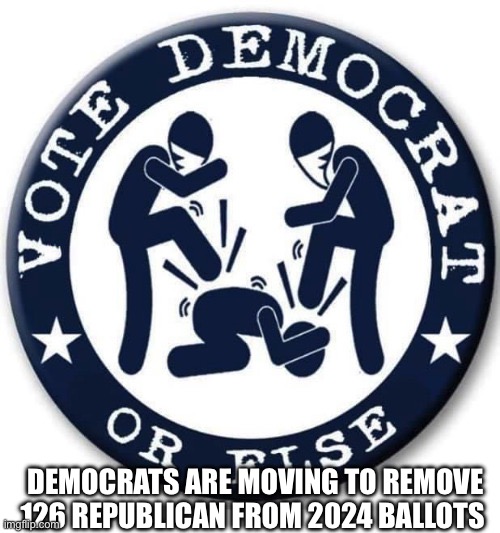 Democrats Rule | DEMOCRATS ARE MOVING TO REMOVE 126 REPUBLICAN FROM 2024 BALLOTS | image tagged in vote democrat,memes,funny,first world problems | made w/ Imgflip meme maker