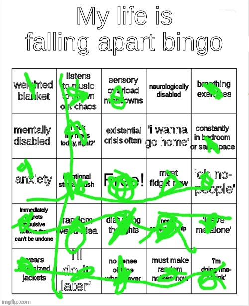 Yep I knew it | image tagged in my life is falling apart bingo | made w/ Imgflip meme maker