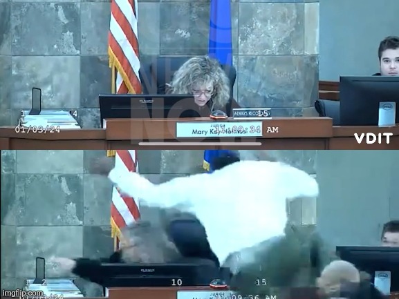 High Quality Guy jumping at judge Blank Meme Template