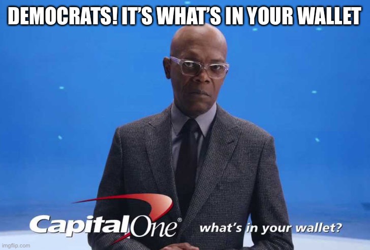 What’s in your wallet | DEMOCRATS! IT’S WHAT’S IN YOUR WALLET | image tagged in what s in your wallet | made w/ Imgflip meme maker