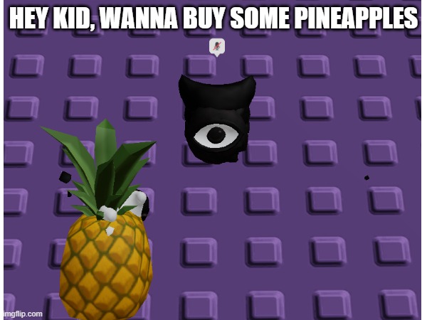 iappear | HEY KID, WANNA BUY SOME PINEAPPLES | image tagged in roblox | made w/ Imgflip meme maker