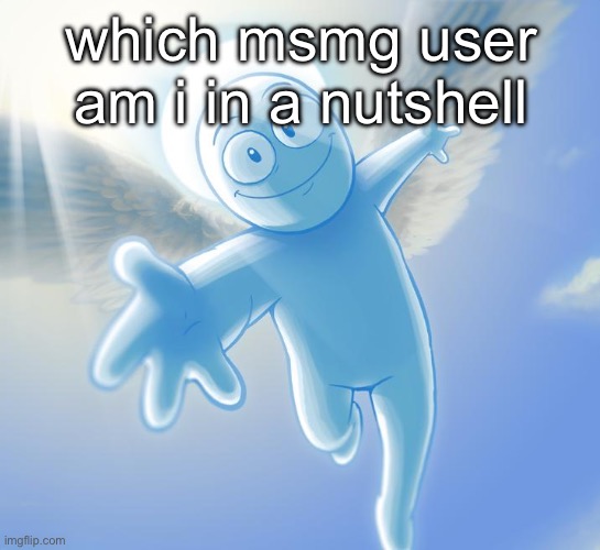 angel | which msmg user am i in a nutshell | image tagged in angel | made w/ Imgflip meme maker