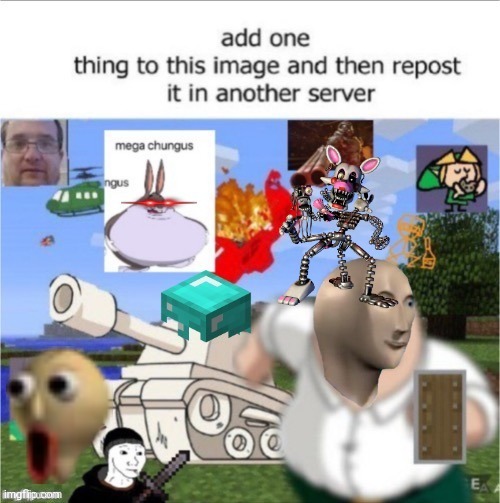 I added baldi | image tagged in repost this | made w/ Imgflip meme maker