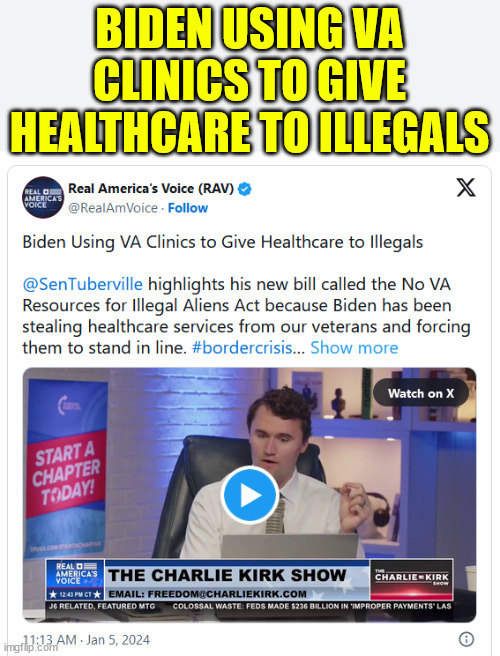 Biden Using VA Clinics to Give Healthcare to Illegals | BIDEN USING VA CLINICS TO GIVE HEALTHCARE TO ILLEGALS | image tagged in traitor joe,prioritizing illegals over vets | made w/ Imgflip meme maker