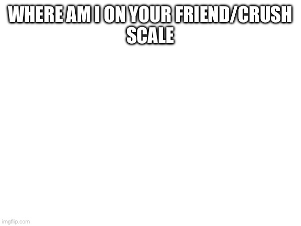 WHERE AM I ON YOUR FRIEND/CRUSH
SCALE | made w/ Imgflip meme maker
