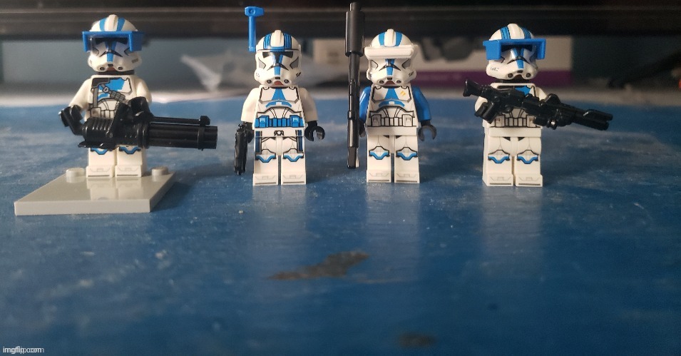 so lego 501st clone troops with some custom lego weapons for them | made w/ Imgflip meme maker