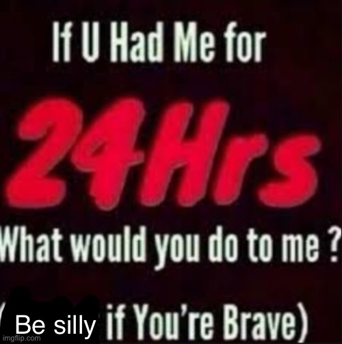 If u had me for 24hrs | Be silly | image tagged in if u had me for 24hrs | made w/ Imgflip meme maker