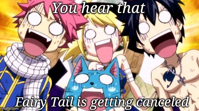 Fairy Tail | You hear that; Fairy Tail is getting canceled | image tagged in fairy tail wow | made w/ Imgflip meme maker