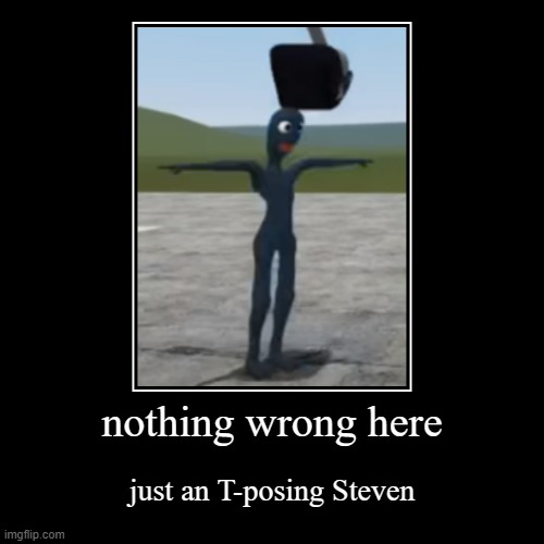 translate this to tamil languge | nothing wrong here | just an T-posing Steven | image tagged in funny,demotivationals,t pose | made w/ Imgflip demotivational maker