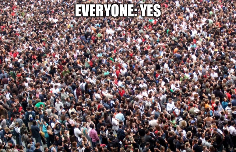 crowd of people | EVERYONE: YES | image tagged in crowd of people | made w/ Imgflip meme maker