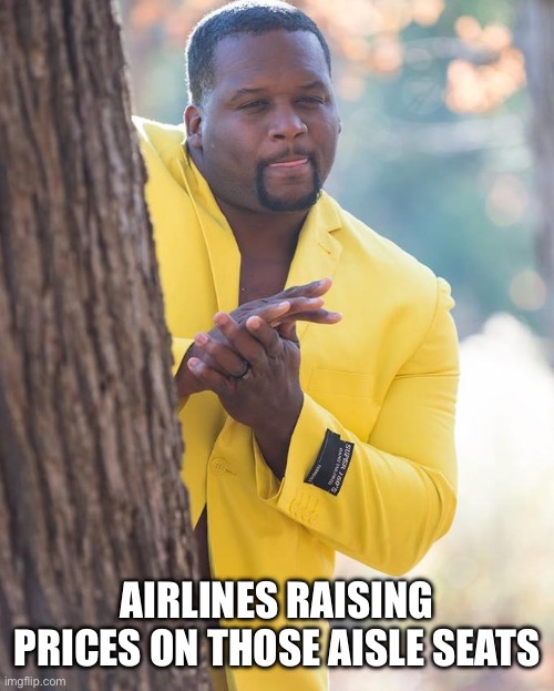 Airline aisle seats | AIRLINES RAISING PRICES ON THOSE AISLE SEATS | image tagged in anthony adams rubbing hands | made w/ Imgflip meme maker