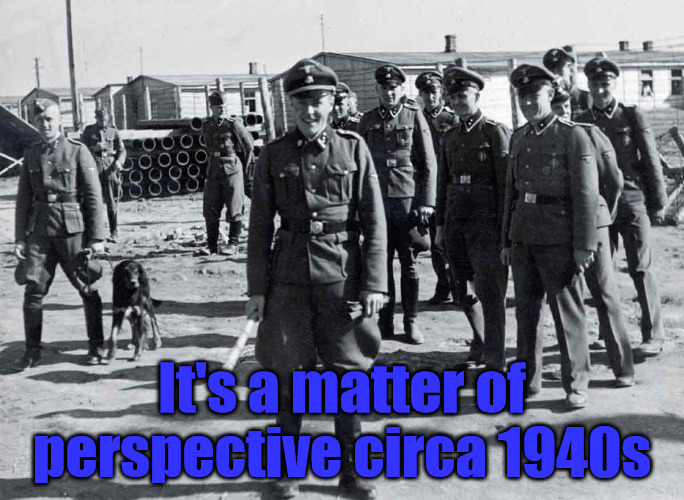 It's a Matter of Perspective | It's a matter of perspective circa 1940s | image tagged in gestapo | made w/ Imgflip meme maker