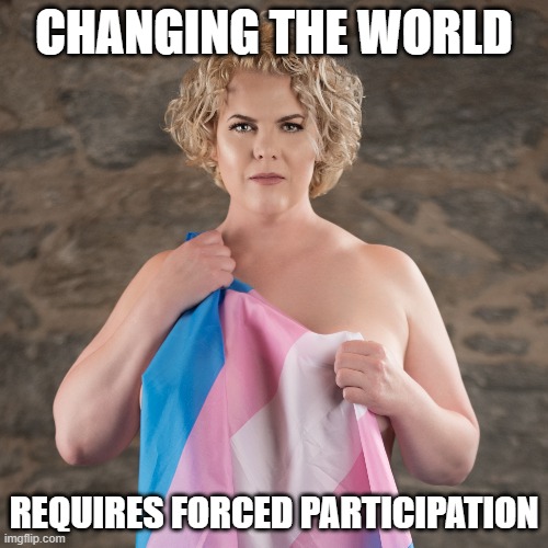 Compliance is Required | CHANGING THE WORLD; REQUIRES FORCED PARTICIPATION | image tagged in lgbtq,modern problems require modern solutions,freedom,confusion,gender confusion,force | made w/ Imgflip meme maker