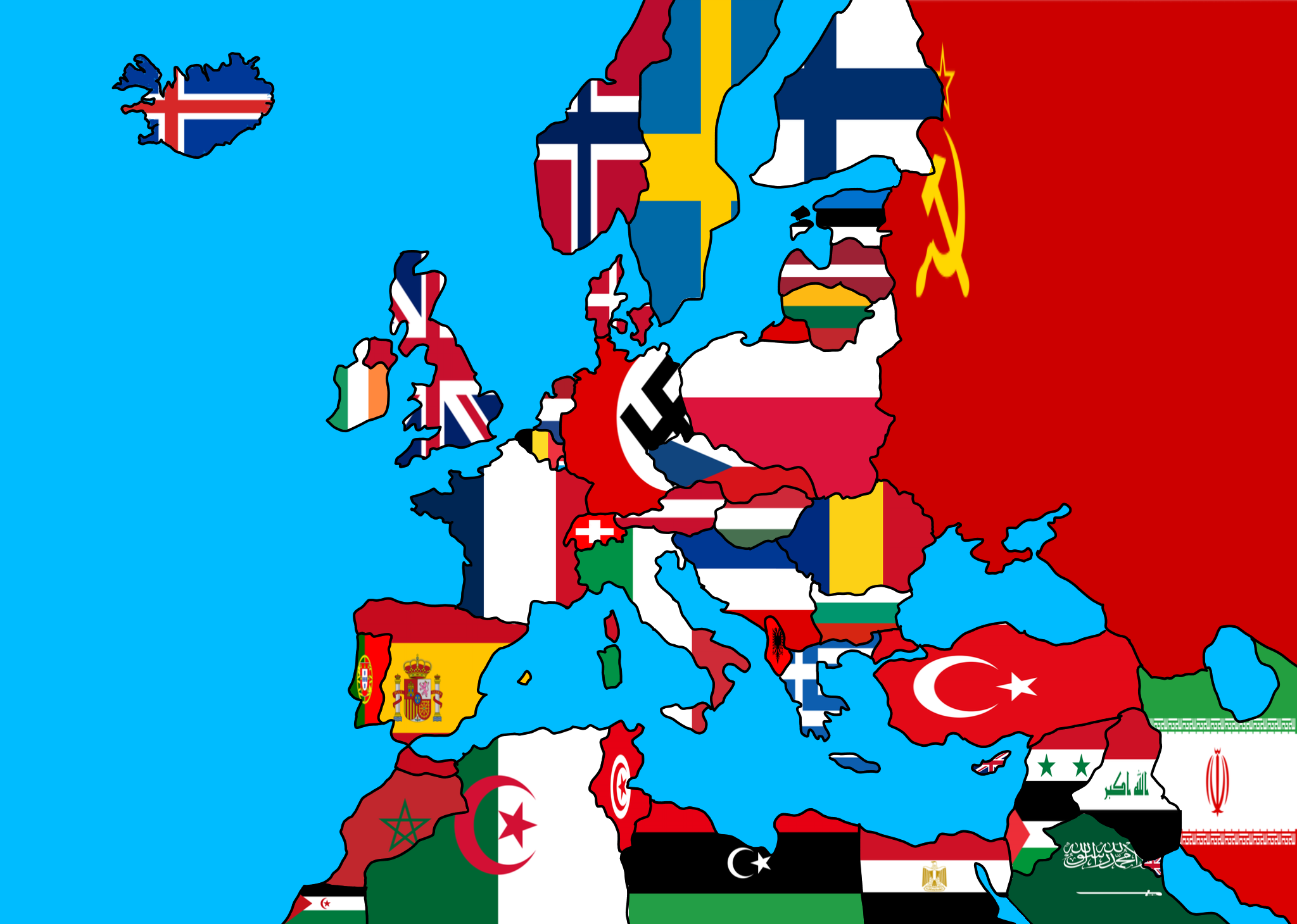 High Quality Flag map of Europe in World War II Blank Meme Template