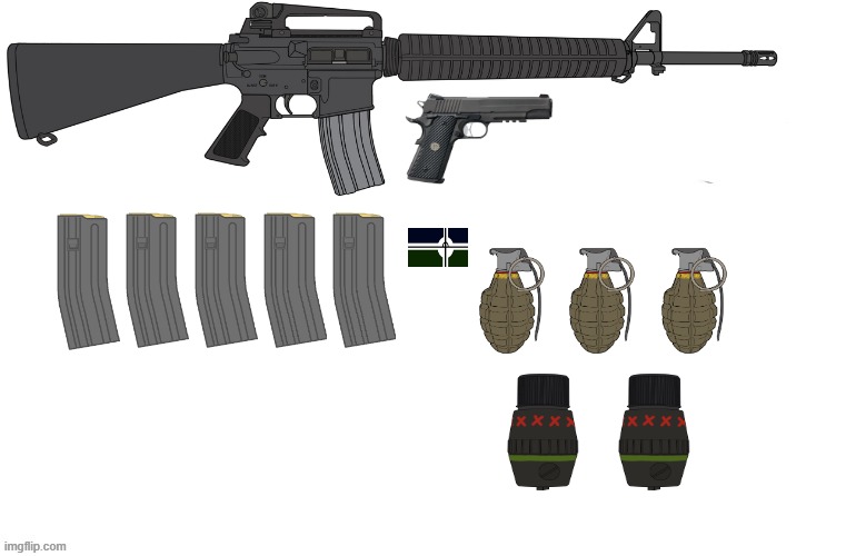 Complete Eroican Soldier Rifle-Men Load-Out. What do You All Think? | image tagged in blank screen part 2,pro-fandom,military,war,colt,m16 | made w/ Imgflip meme maker