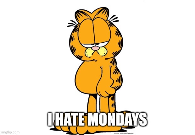 Grumpy Garfield | I HATE MONDAYS | image tagged in grumpy garfield | made w/ Imgflip meme maker