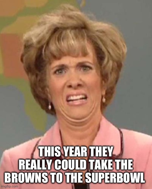 Disgusted Kristin Wiig | THIS YEAR THEY REALLY COULD TAKE THE BROWNS TO THE SUPERBOWL | image tagged in disgusted kristin wiig,cleveland browns,superbowl,funny memes,nfl football | made w/ Imgflip meme maker