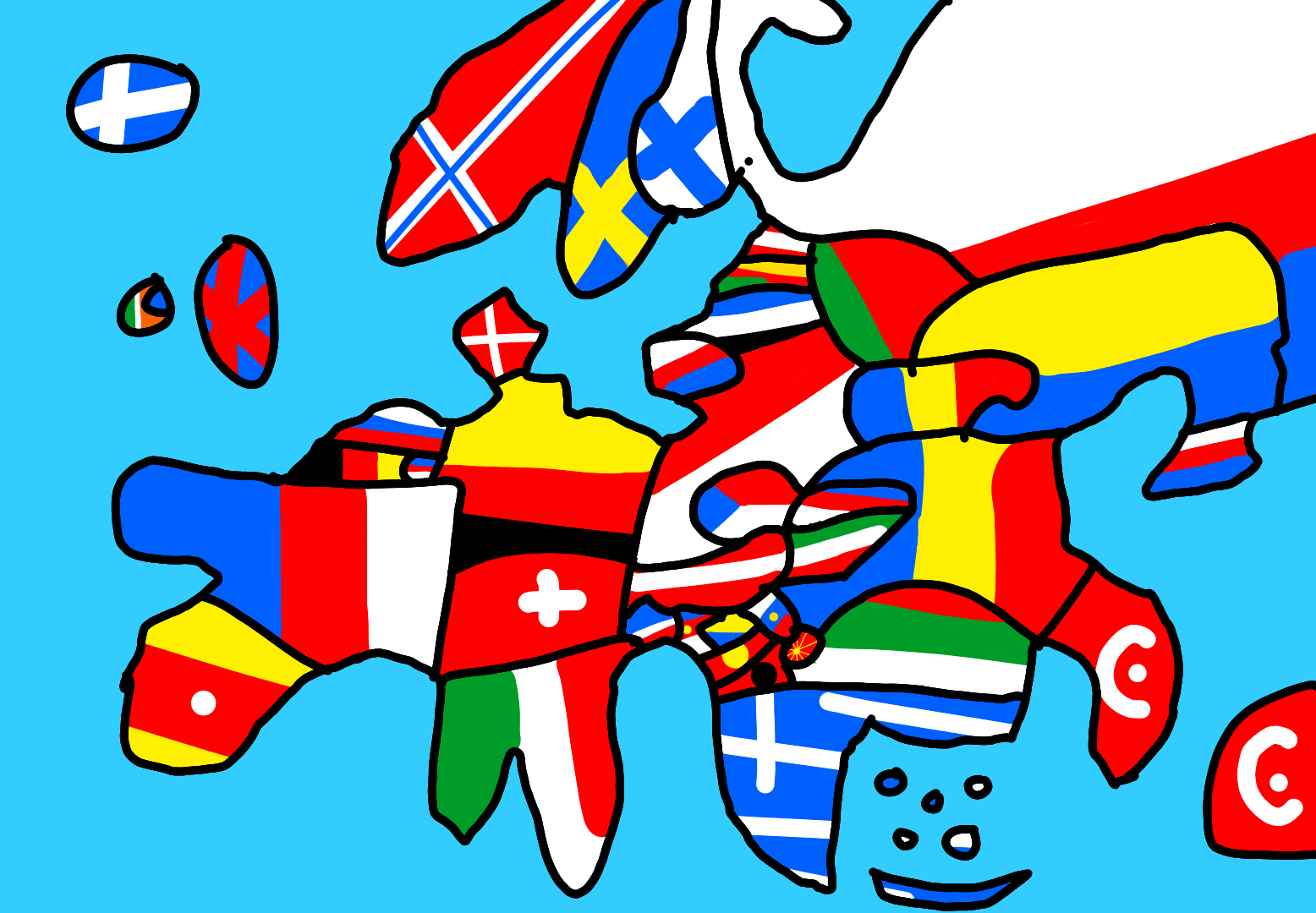 Goofy Ahh Flag Map of Europe Blank Meme Template