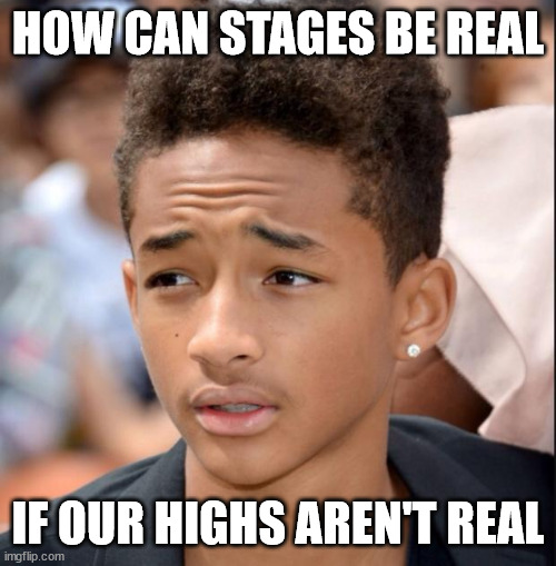 Jaden smith | HOW CAN STAGES BE REAL; IF OUR HIGHS AREN'T REAL | image tagged in jaden smith | made w/ Imgflip meme maker