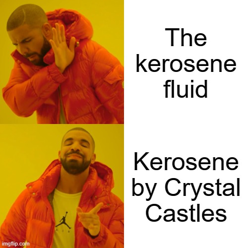 Drake Hotline Bling | The kerosene fluid; Kerosene by Crystal Castles | image tagged in memes,drake hotline bling | made w/ Imgflip meme maker