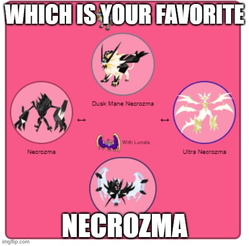 (Mod note: dusk mane) | WHICH IS YOUR FAVORITE; NECROZMA | made w/ Imgflip meme maker