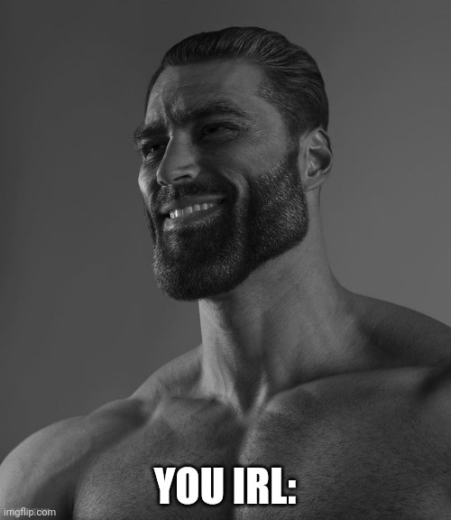 Giga Chad | YOU IRL: | image tagged in giga chad | made w/ Imgflip meme maker