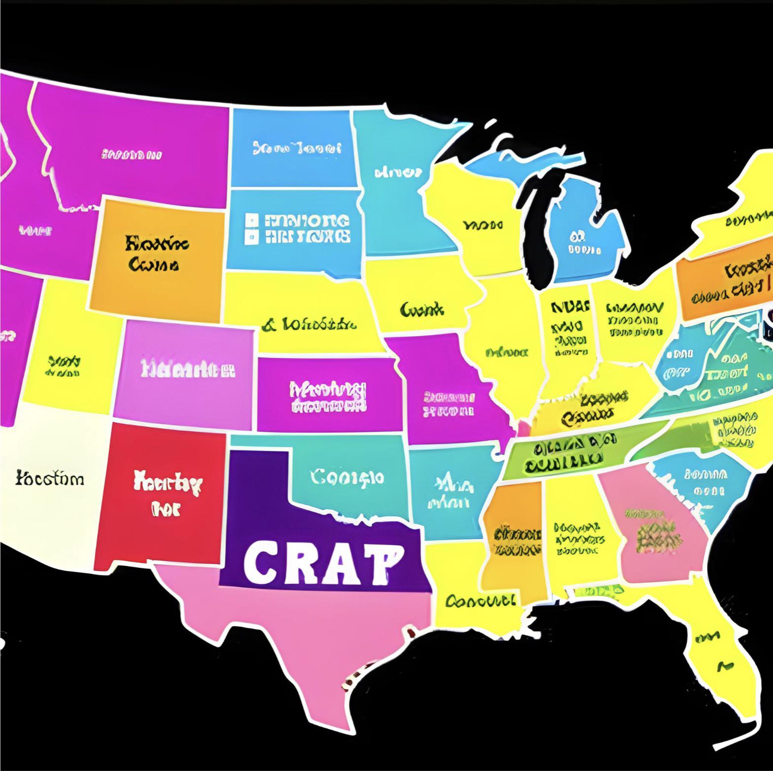 AI-Generated Map of the United States of America Blank Meme Template