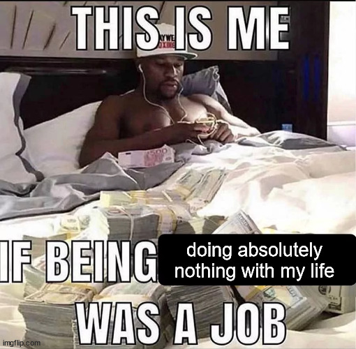 This is me If being X was a job | doing absolutely nothing with my life | image tagged in this is me if being x was a job | made w/ Imgflip meme maker