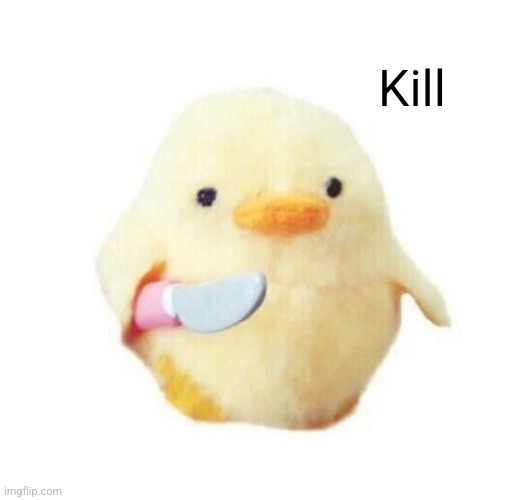 Duck with knife | Kill | image tagged in duck with knife | made w/ Imgflip meme maker