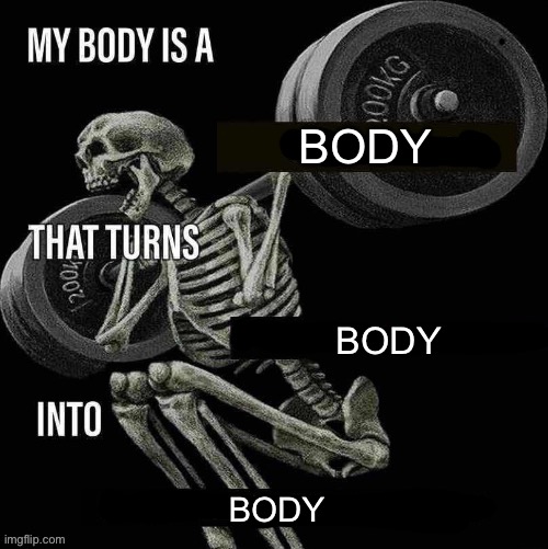 My body is a X that turns Y into Z | BODY; BODY; BODY | image tagged in my body is a x that turns y into z | made w/ Imgflip meme maker