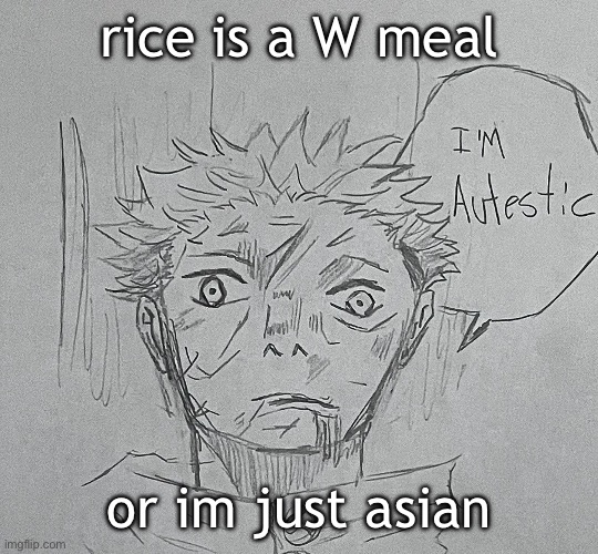 i'm autestic | rice is a W meal; or im just asian | image tagged in i'm autestic | made w/ Imgflip meme maker