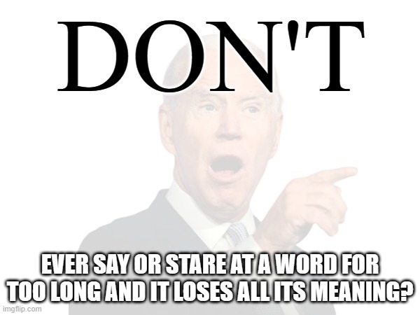 Mmmmmm... Don 'ts | DON'T; EVER SAY OR STARE AT A WORD FOR TOO LONG AND IT LOSES ALL ITS MEANING? | image tagged in houthis hijacking,donuts,doughnuts,biden don't | made w/ Imgflip meme maker