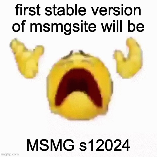 :nooo: | first stable version of msmgsite will be; MSMG s12024 | image tagged in nooo | made w/ Imgflip meme maker
