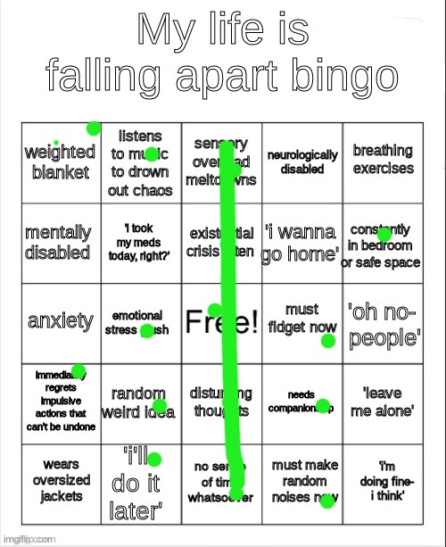 my life is falling apart bingo | image tagged in my life is falling apart bingo | made w/ Imgflip meme maker