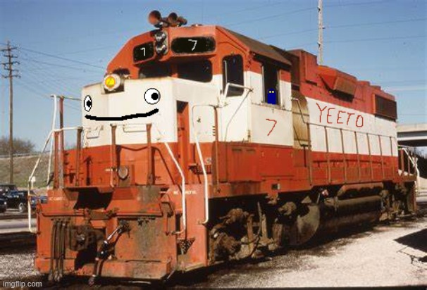 Oh, yeah, now that I'm a mod here, I can FINALLY upload THIS image! | image tagged in frisco yeeto geepo v2,foamer,railfan,railroad,train enthusiast | made w/ Imgflip meme maker