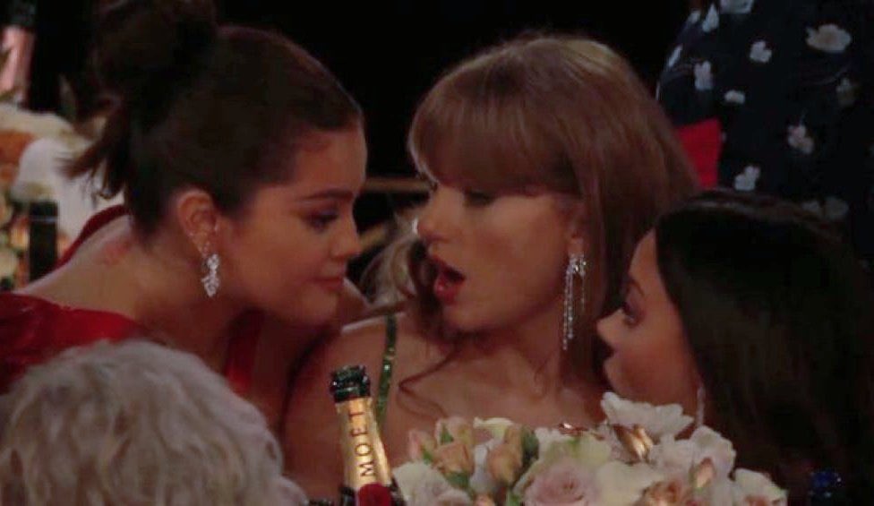 Selena Gomez and Taylor Swift at the Golden Globes Blank Meme Template