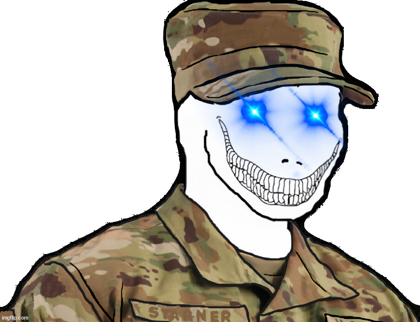 psycho wojak airman laser eyes Blank Meme Template