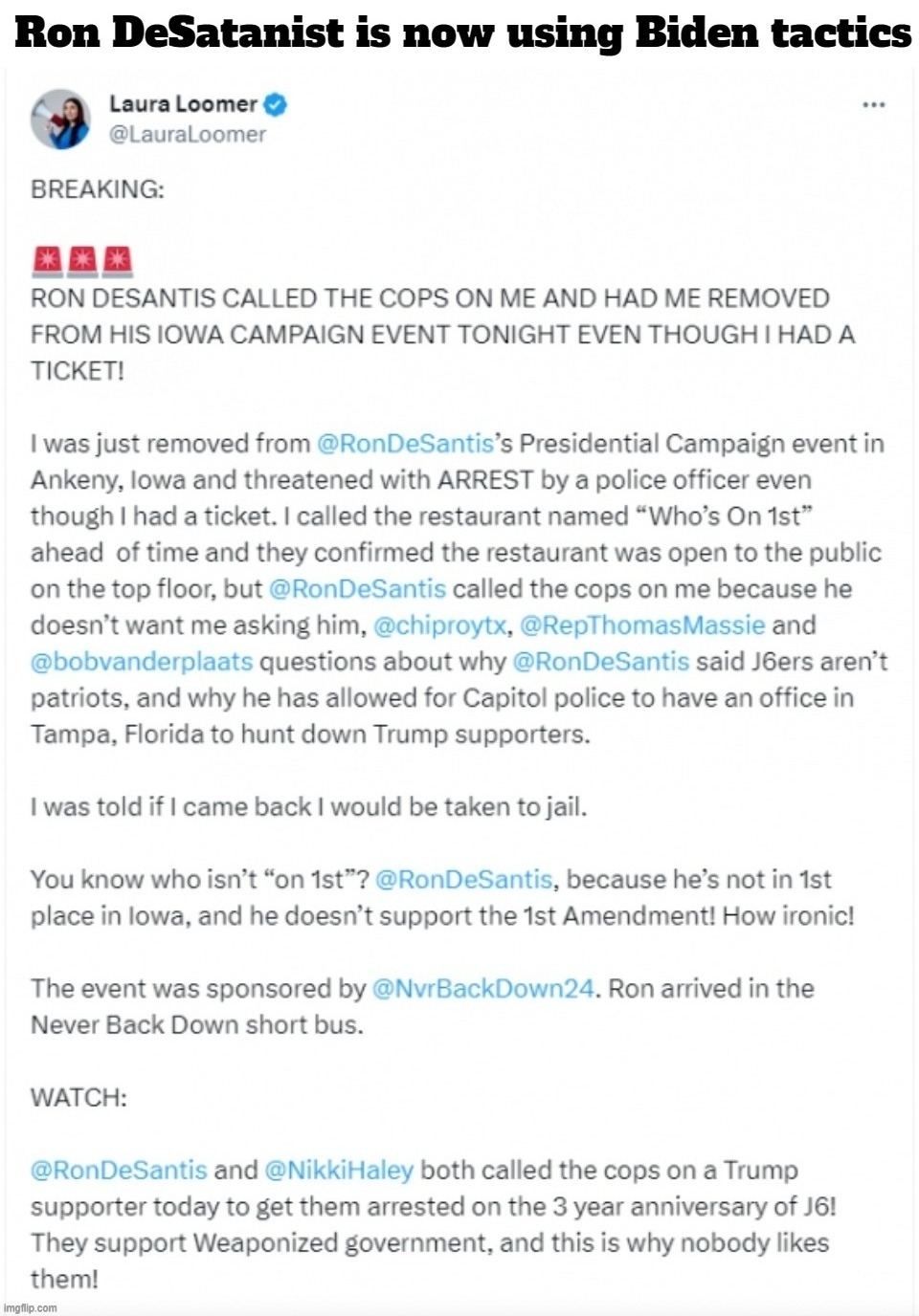 Uncuck Ron DeSatanist | image tagged in ron desantis,satanist,unamerican,move that miserable piece of shit,uncuck,cuck | made w/ Imgflip meme maker