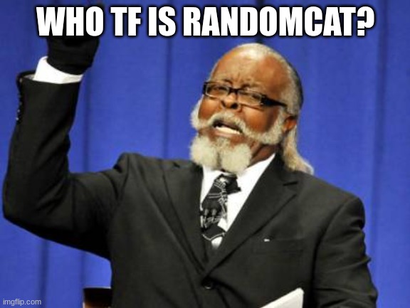 Too Damn High | WHO TF IS RANDOMCAT? | image tagged in memes,too damn high | made w/ Imgflip meme maker