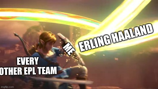 Link Defense World Of Light | ERLING HAALAND; ME; EVERY OTHER EPL TEAM | image tagged in link defense world of light | made w/ Imgflip meme maker