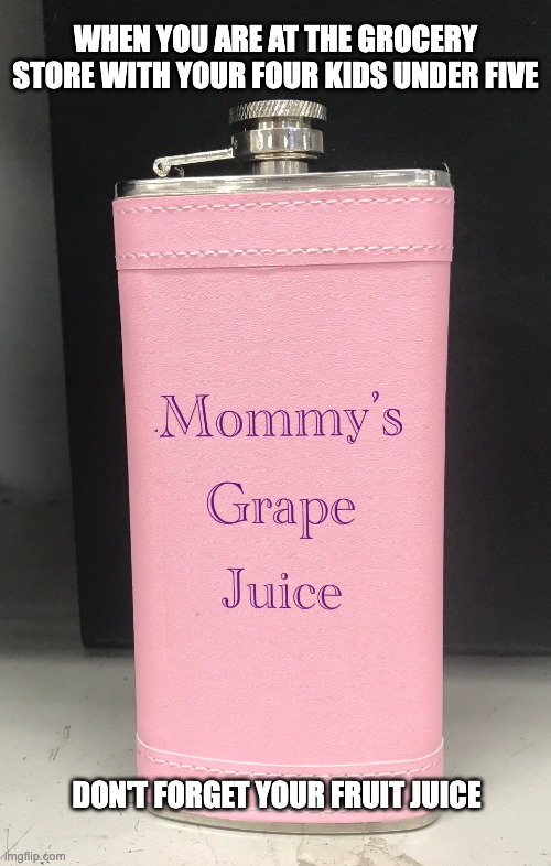 As Advertised in 'Negligent Mother' Magazine | WHEN YOU ARE AT THE GROCERY STORE WITH YOUR FOUR KIDS UNDER FIVE; DON'T FORGET YOUR FRUIT JUICE | image tagged in negligent mother,wino,wine jokes | made w/ Imgflip meme maker